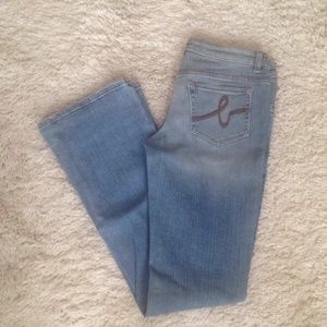 Y2k bebe logo light wash boot cut low rise flare stretch jeans